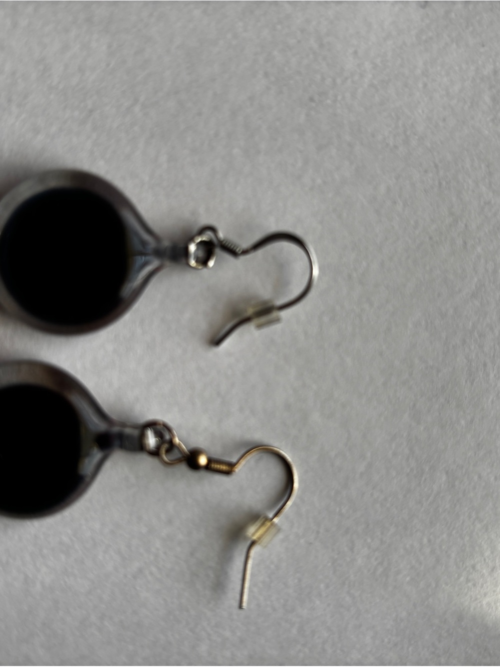 Teardrop Floral Glass Dangle Earrings - Red, Black & Yellow - Picture 4 of 5